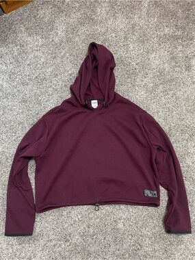 PINK Victoria's Secret Burgundy Hooded Crop Pullover
